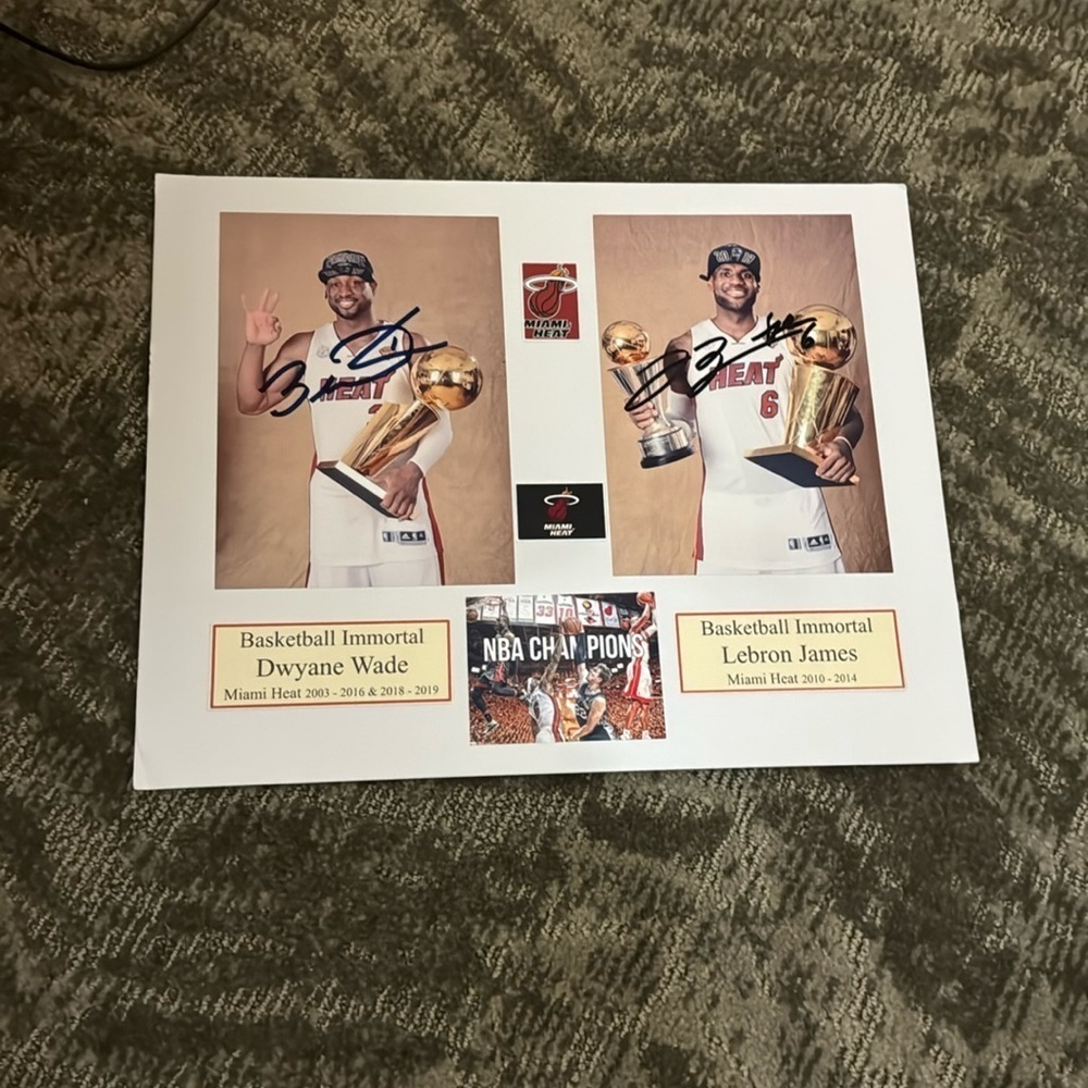 LeBron James autograph Dwyane Wade Miami Heat